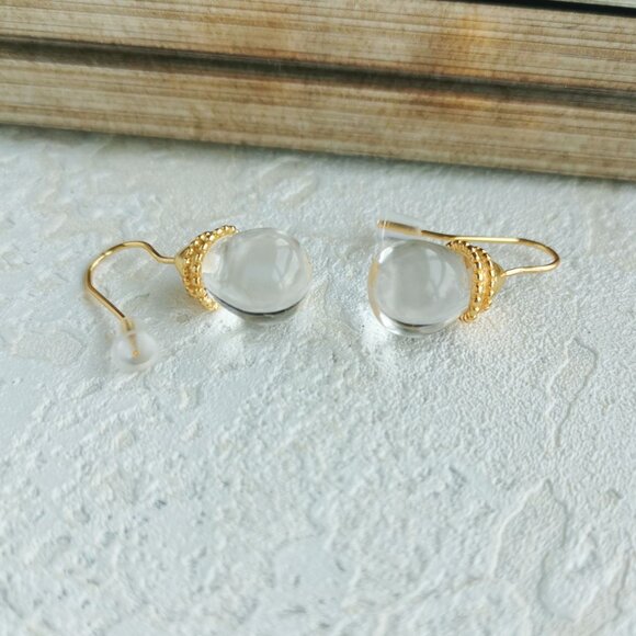 Julie Vos Noel Demi Clear Crystal Gold Earrings Small - Picture 3 of 4